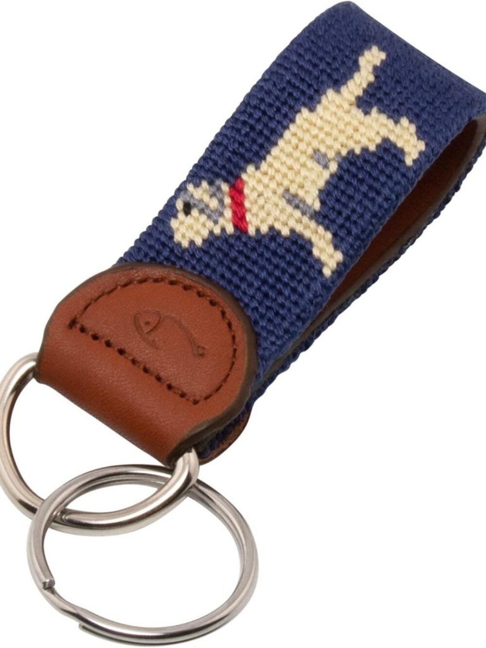 Hand-Stitched Leather Needlepoint Key Fob | Stylish Key Chain Accessory